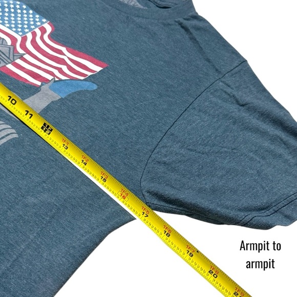 Y2K Cova Blue Merman American Flag Basic Tee Comfort Surfer Lounge Men's S - Picture 6 of 7